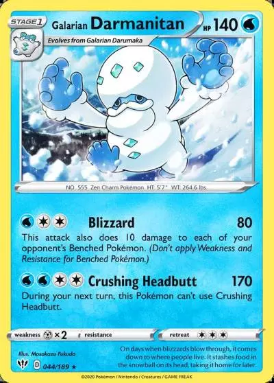 Galarian Darmanitan 44/189 Darkness Ablaze Pokemon card