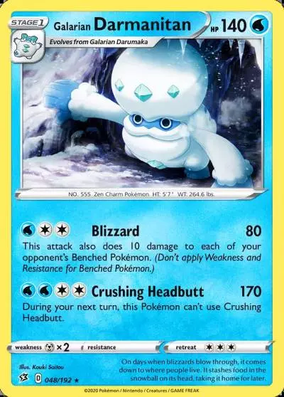 Galarian Darmanitan 48/192 Rebel Clash Pokemon card