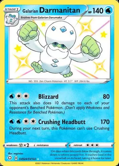 Galarian Darmanitan SV024/122 Shining Fates Shiny Vault Pokemon card