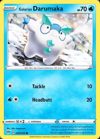 Galarian Darumaka 43/189 Darkness Ablaze Pokemon card