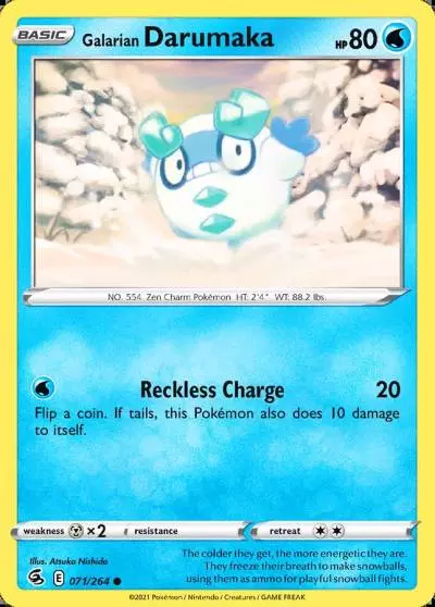 Galarian Darumaka 71/264 Fusion Strike Pokemon card