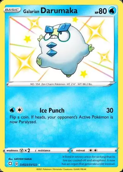 Galarian Darumaka SV023/122 Shining Fates Shiny Vault Pokemon card