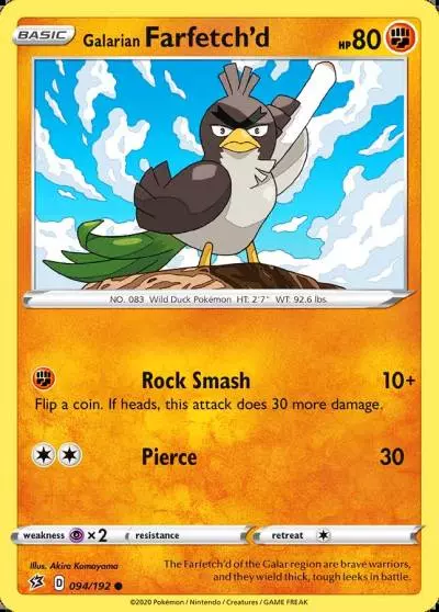 Galarian Farfetch'd 94/192 Rebel Clash Pokemon card