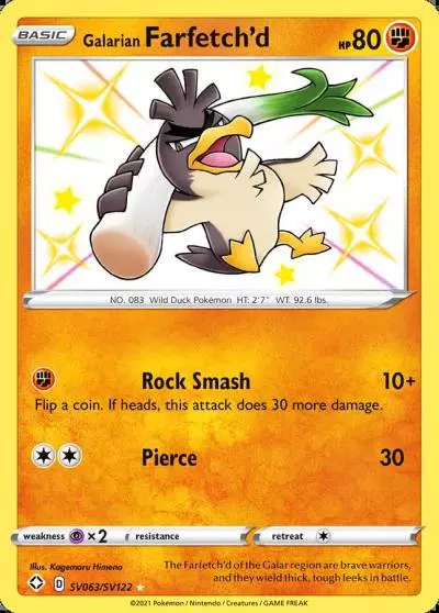 Galarian Farfetch'd SV063/122 Shining Fates Shiny Vault Pokemon card