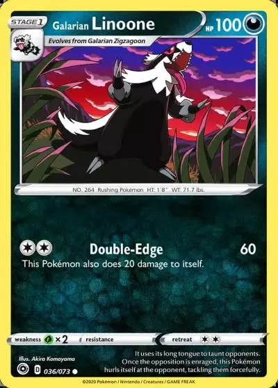 Galarian Linoone 36/73 Champion's Path Pokemon card