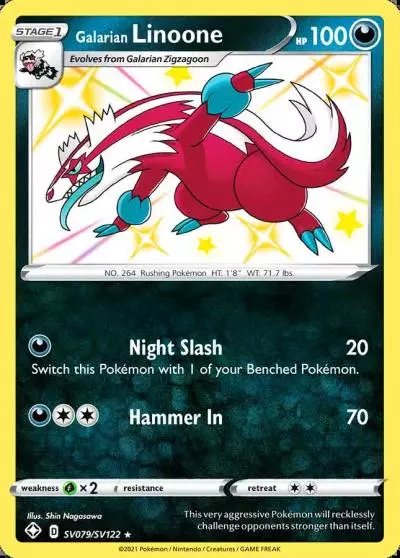 Galarian Linoone SV079/122 Shining Fates Shiny Vault Pokemon card