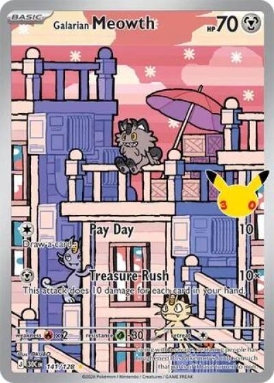 Galarian Meowth 141/128 30th Celebration Pokemon card