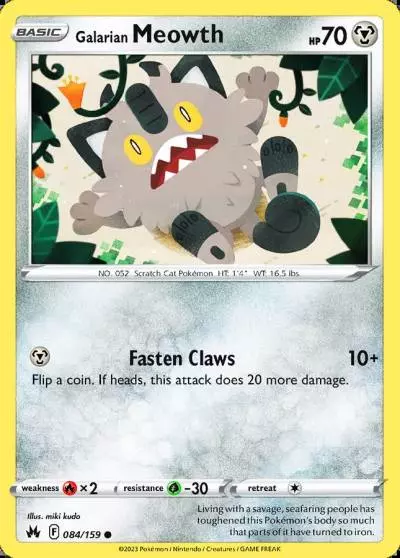 Galarian Meowth 84/159 Crown Zenith Pokemon card