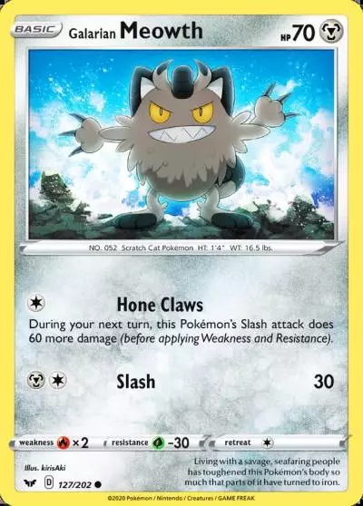 Galarian Meowth 127/202 Sword & Shield Pokemon card