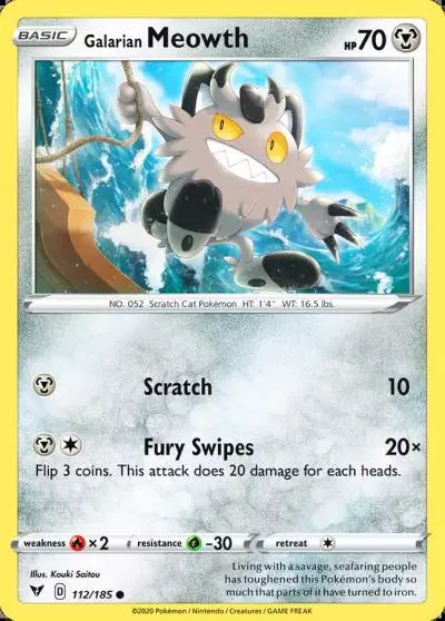 Galarian Meowth 112/185 Vivid Voltage Pokemon card
