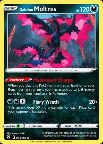 Galarian Moltres 93/203 Evolving Skies Pokemon card