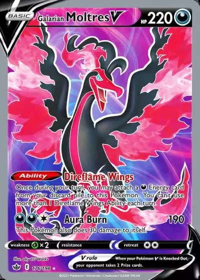 Galarian Moltres V 176/198 Chilling Reign Pokemon card
