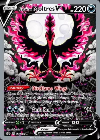 Galarian Moltres V 177/198 Chilling Reign Pokemon card