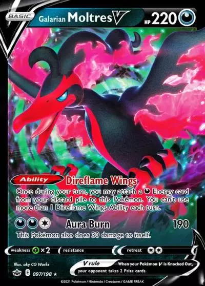 Galarian Moltres V 97/198 Chilling Reign Pokemon card