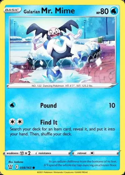 Galarian Mr. Mime 34/163 Battle Styles Pokemon card