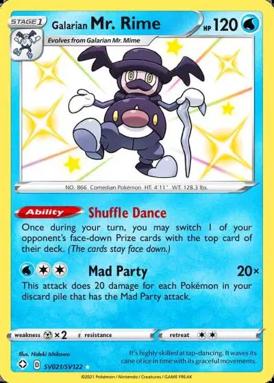 Galarian Mr. Rime SV021/122 Shining Fates Shiny Vault Pokemon card