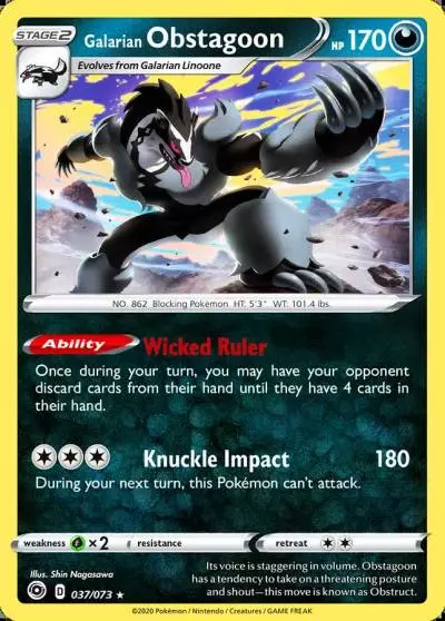Galarian Obstagoon 37/73 Champion's Path Pokemon card