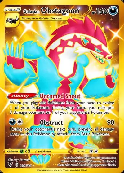 Galarian Obstagoon 198/185 Vivid Voltage Pokemon card