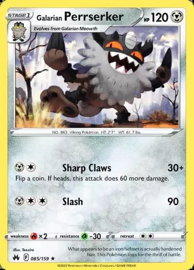 Galarian Perrserker 85/159 Crown Zenith Pokemon card