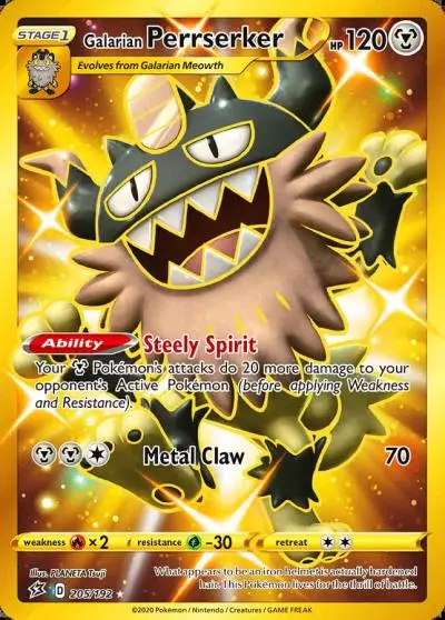 Galarian Perrserker 205/192 Rebel Clash Pokemon card