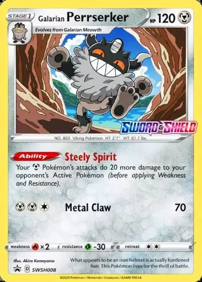 Galarian Perrserker SWSH008/307 SWSH Black Star Promos Pokemon card