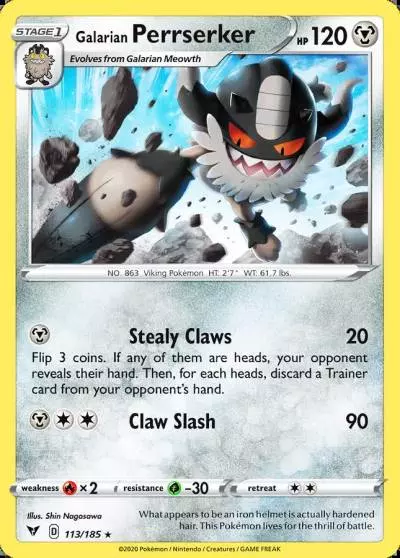 Galarian Perrserker 113/185 Vivid Voltage Pokemon card