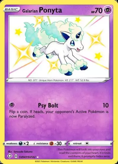 Galarian Ponyta SV047/122 Shining Fates Shiny Vault Pokemon card