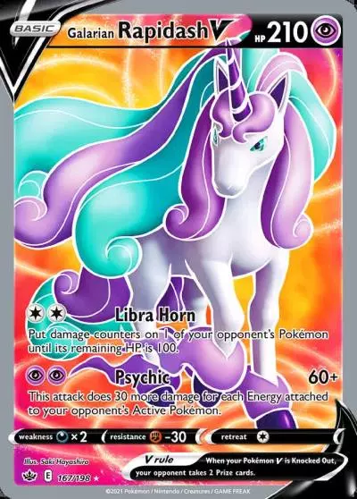 Galarian Rapidash V 167/198 Chilling Reign Pokemon card