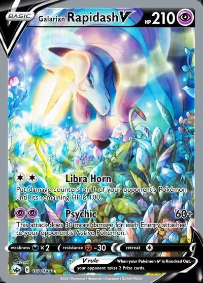 Galarian Rapidash V 168/198 Chilling Reign Pokemon card