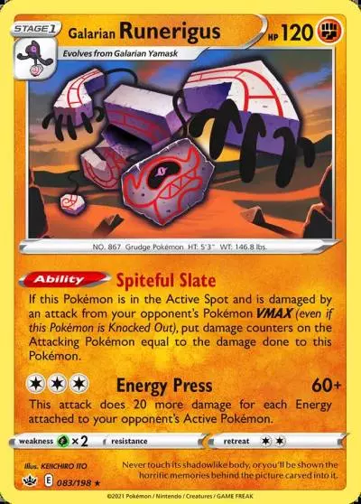 Galarian Runerigus 83/198 Chilling Reign Pokemon card
