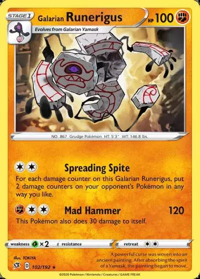 Galarian Runerigus 102/192 Rebel Clash Pokemon card