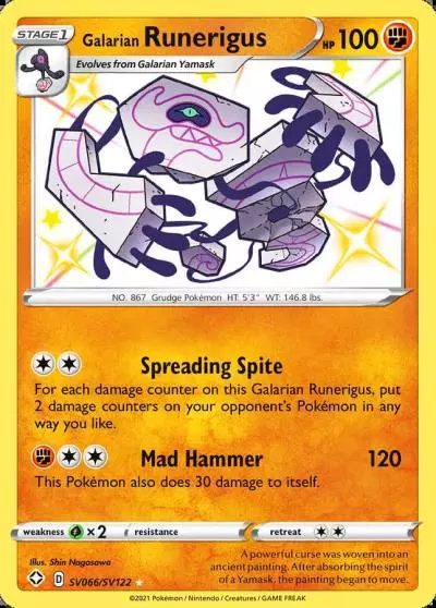 Galarian Runerigus SV066/122 Shining Fates Shiny Vault Pokemon card