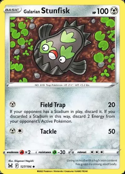 Galarian Stunfisk 127/196 Lost Origin Pokemon card
