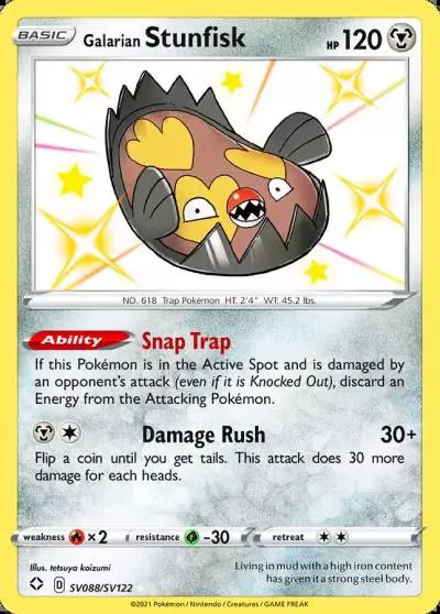 Galarian Stunfisk SV088/122 Shining Fates Shiny Vault Pokemon card