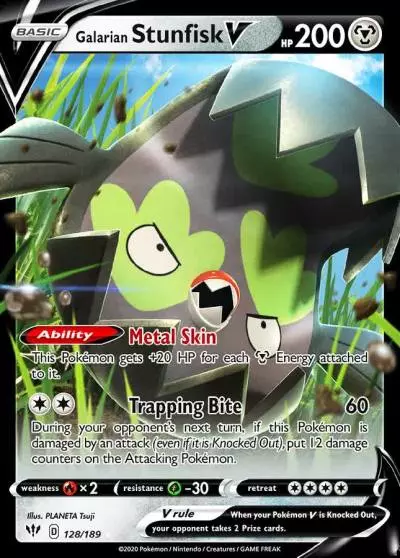 Galarian Stunfisk V 128/189 Darkness Ablaze Pokemon card