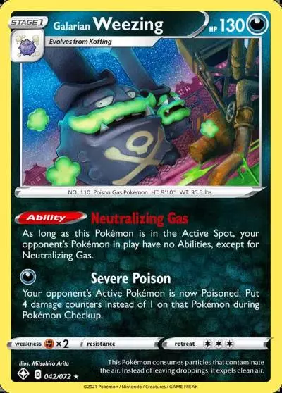 Galarian Weezing 42/72 Shining Fates Pokemon card