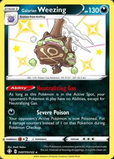 Galarian Weezing SV077/122 Shining Fates Shiny Vault Pokemon card