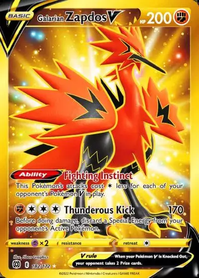 Galarian Zapdos V 182/172 Brilliant Stars Pokemon card