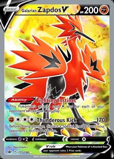 Galarian Zapdos V 173/198 Chilling Reign Pokemon card
