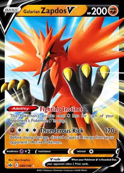 Galarian Zapdos V 80/198 Chilling Reign Pokemon card