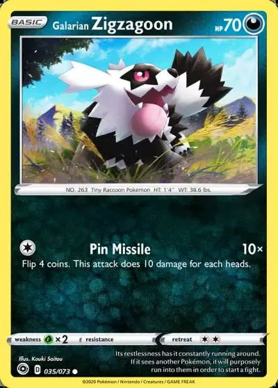 Galarian Zigzagoon 35/73 Champion's Path Pokemon card