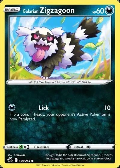 Galarian Zigzagoon 159/264 Fusion Strike Pokemon card