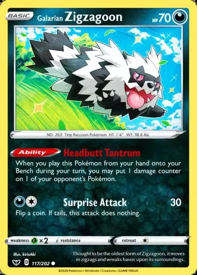 Galarian Zigzagoon 117/202 Sword & Shield Pokemon card