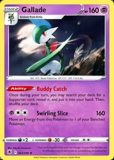 Gallade 62/189 Astral Radiance Pokemon card