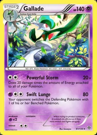 Gallade 61/135 Plasma Storm Pokemon card
