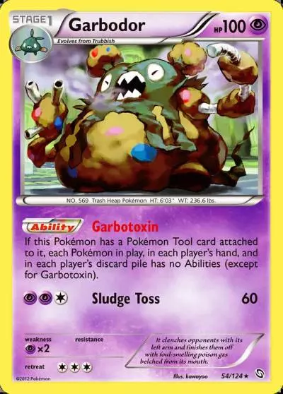 Garbodor 54/124 Dragons Exalted Pokemon card