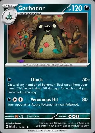 Garbodor 117/182 Paradox Rift Pokemon card