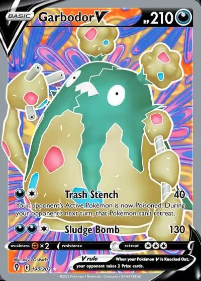 Garbodor V 190/203 Evolving Skies Pokemon card