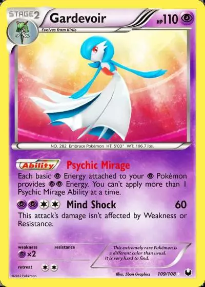 Gardevoir 109/108 Dark Explorers Pokemon card