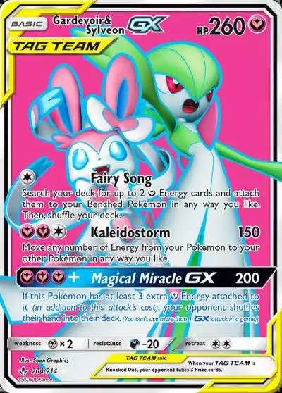 Gardevoir & Sylveon-GX 204/214 Unbroken Bonds Pokemon card